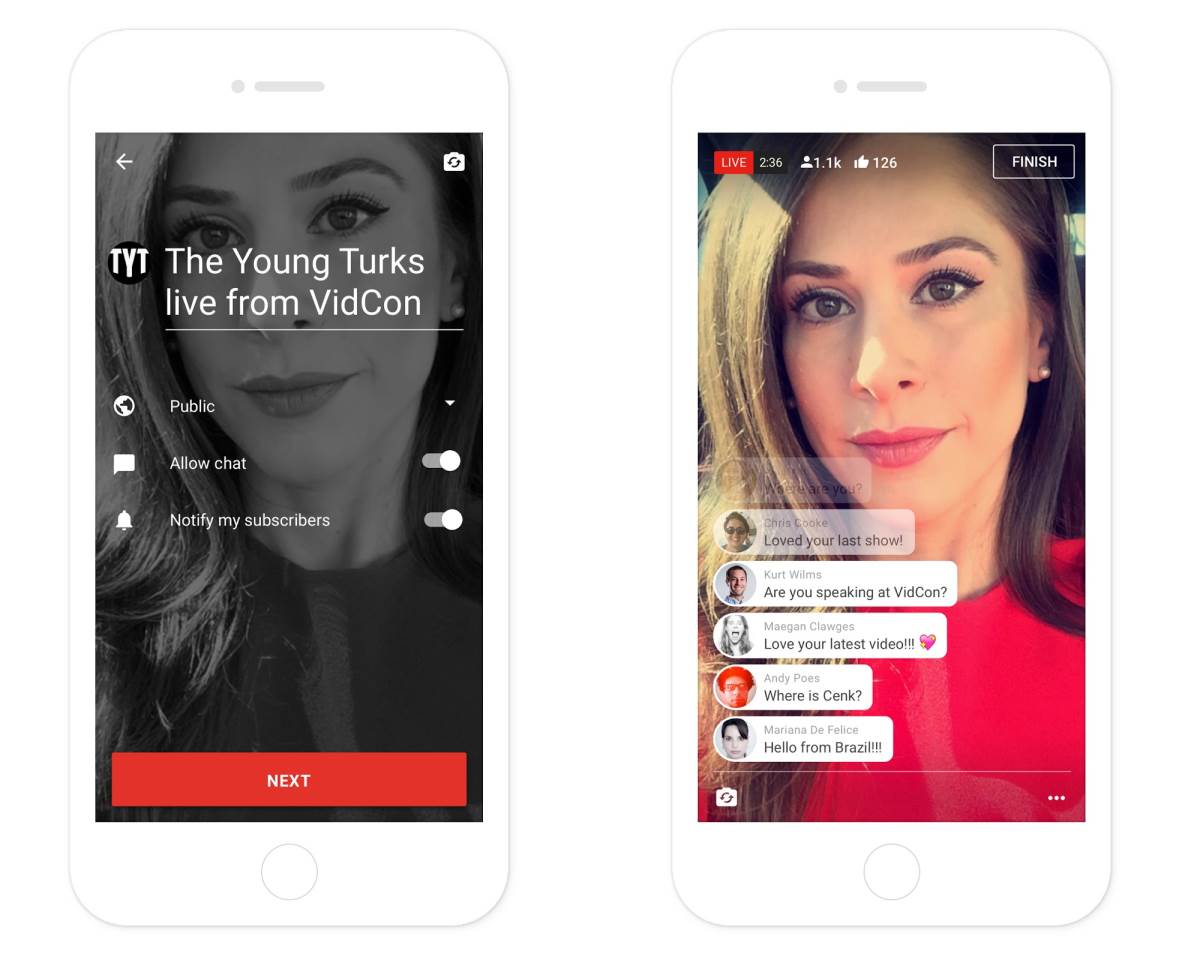 Το YouTube Live λειτουργεί κατευθείαν από την επίσημη εφαρμογή της υπηρεσίας που χρησιμοποιείς για να παρακολουθείς και video.